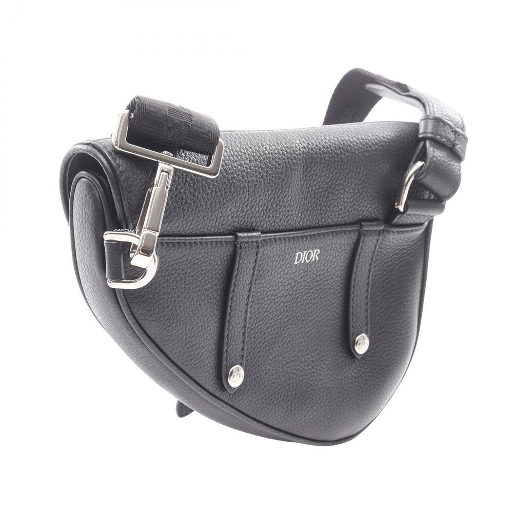 Dior Saddle Christian Shoulder Leather Bag Black